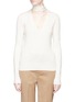Main View - Click To Enlarge - THEORY - Button collar cutout V-neck silk blend sweater