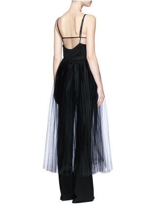 Back View - Click To Enlarge - 73437 - Sheer tulle peplum midi dress