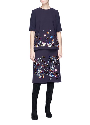 Figure View - Click To Enlarge - VICTORIA, VICTORIA BECKHAM - Paillette embellished crepe skirt