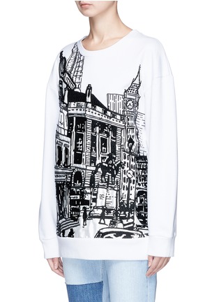 Front View - Click To Enlarge - VICTORIA, VICTORIA BECKHAM - London street embroidered satin patch sweatshirt