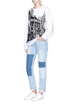 Figure View - Click To Enlarge - VICTORIA, VICTORIA BECKHAM - London street embroidered satin patch sweatshirt