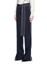 Front View - Click To Enlarge - VICTORIA, VICTORIA BECKHAM - Stripe embroidered outseam belted suiting pants
