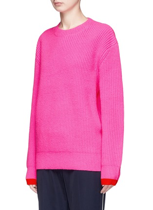 Front View - Click To Enlarge - VICTORIA, VICTORIA BECKHAM - Oversized lambswool rib knit sweater