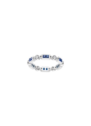 Main View - Click To Enlarge - CENTAURI LUCY - ‘ART DECO’ DIAMOND SAPPHIRE 18K WHITE GOLD RING