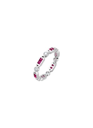 Main View - Click To Enlarge - CENTAURI LUCY - ‘ART DECO’ DIAMOND RUBY 18K WHITE GOLD RING