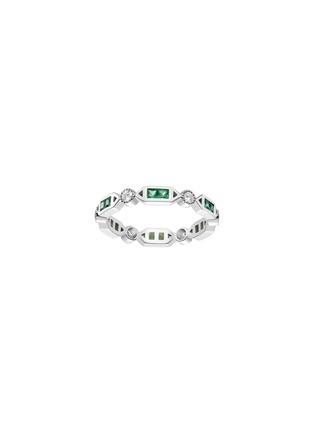 Main View - Click To Enlarge - CENTAURI LUCY - ‘ART DECO’ DIAMOND EMERALD 18K WHITE GOLD RING
