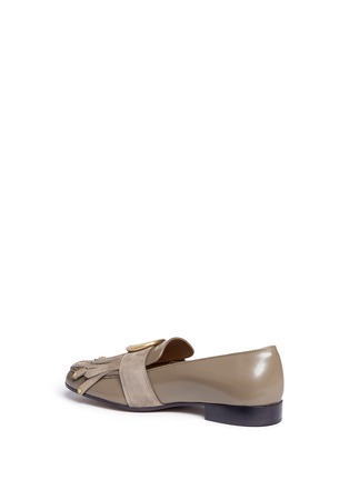 Detail View - Click To Enlarge - CHLOÉ - 'Olly' fringe suede trim calfskin leather loafers