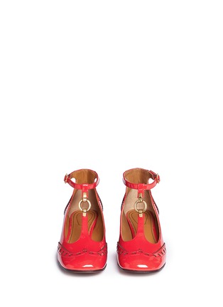 Front View - Click To Enlarge - CHLOÉ - 'Perry' T-bar patent leather ballerina brogue pumps