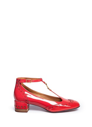 Main View - Click To Enlarge - CHLOÉ - 'Perry' T-bar patent leather ballerina brogue pumps