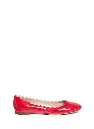 Main View - Click To Enlarge - CHLOÉ - 'Lauren' scalloped patent leather ballerina flats