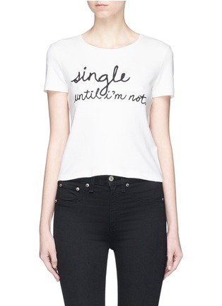 Main View - Click To Enlarge - ALICE & OLIVIA - 'Rylyn' slogan embroidered cropped T-shirt