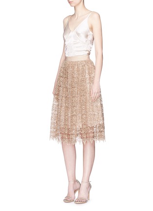 Figure View - Click To Enlarge - ALICE & OLIVIA - 'Almira' sequin metallic guipure lace party skirt