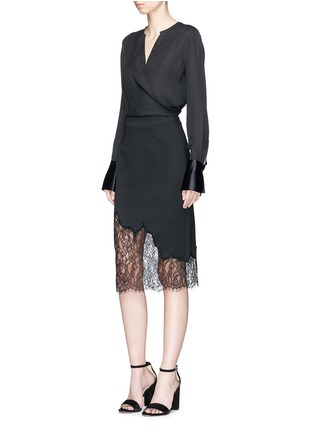 Figure View - Click To Enlarge - ALICE & OLIVIA - 'Evana' floral lace panel skirt