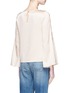 Back View - Click To Enlarge - ALICE & OLIVIA - 'Genia' faux pearl bell sleeve satin top