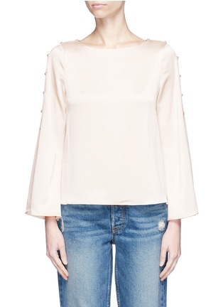 Main View - Click To Enlarge - ALICE & OLIVIA - 'Genia' faux pearl bell sleeve satin top