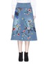 Main View - Click To Enlarge - ALICE & OLIVIA - 'Libbie' bird and flower embellished A-line denim midi skirt