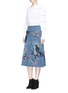Figure View - Click To Enlarge - ALICE & OLIVIA - 'Libbie' bird and flower embellished A-line denim midi skirt