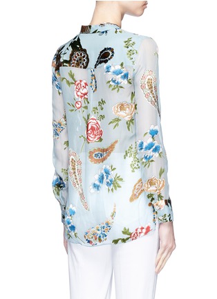 Back View - Click To Enlarge - ALICE & OLIVIA - 'Amos' floral paisley burnout appliqué tunic shirt