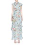 Main View - Click To Enlarge - ALICE & OLIVIA - 'Lessie' scarf ruffle floral fil coupé chiffon dress