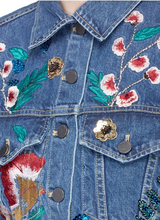 Detail View - Click To Enlarge - ALICE & OLIVIA - 'Chloe' floral embellished cropped denim jacket