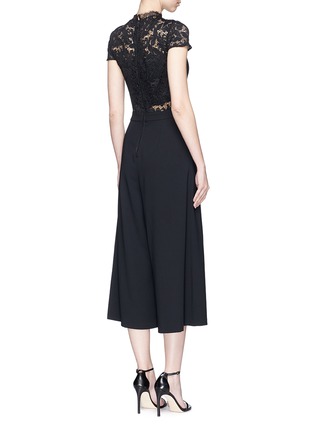 Back View - Click To Enlarge - ALICE & OLIVIA - 'Elysia' floral lace panel pleated gaucho jumpsuit