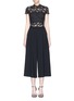 Main View - Click To Enlarge - ALICE & OLIVIA - 'Elysia' floral lace panel pleated gaucho jumpsuit