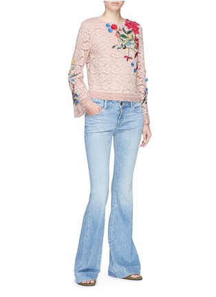 Figure View - Click To Enlarge - ALICE & OLIVIA - 'Pasha' embellished floral embroidery guipure lace top