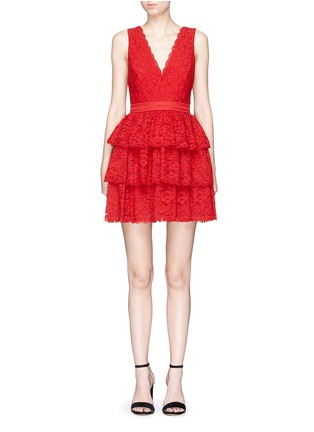 Main View - Click To Enlarge - ALICE & OLIVIA - 'Clora' tiered corded lace mini dress