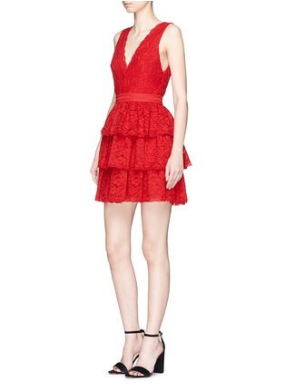 Figure View - Click To Enlarge - ALICE & OLIVIA - 'Clora' tiered corded lace mini dress