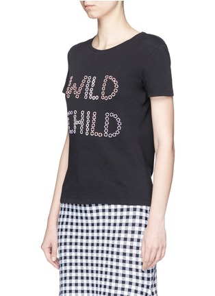 Front View - Click To Enlarge - ALICE & OLIVIA - 'Rylyn' ring embellished slogan T-shirt