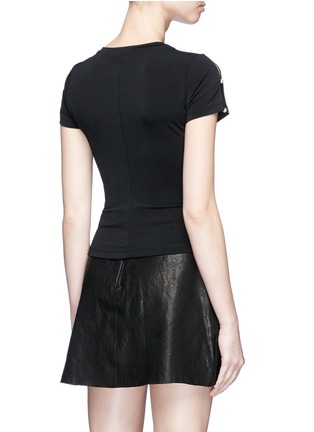 Back View - Click To Enlarge - ALICE & OLIVIA - 'Troy' faux pearl sleeve cropped crepe T-shirt