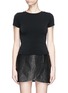 Main View - Click To Enlarge - ALICE & OLIVIA - 'Troy' faux pearl sleeve cropped crepe T-shirt