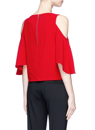 Back View - Click To Enlarge - ALICE & OLIVIA - 'Coralee' ruffle cold shoulder cropped crepe top