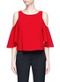 Main View - Click To Enlarge - ALICE & OLIVIA - 'Coralee' ruffle cold shoulder cropped crepe top