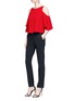 Figure View - Click To Enlarge - ALICE & OLIVIA - 'Coralee' ruffle cold shoulder cropped crepe top