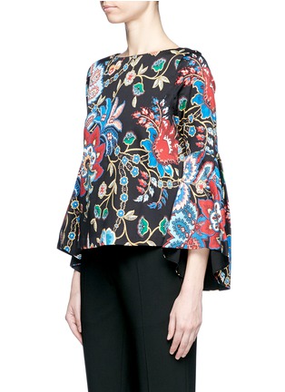 Front View - Click To Enlarge - ALICE & OLIVIA - 'Baska' bell sleeve floral tapestry print twill blouse