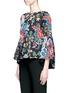 Front View - Click To Enlarge - ALICE & OLIVIA - 'Baska' bell sleeve floral tapestry print twill blouse