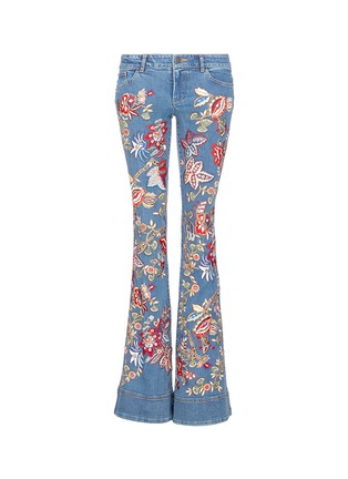 Main View - Click To Enlarge - ALICE & OLIVIA - 'Ryley' floral tapestry embroidered flared jeans