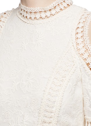 Detail View - Click To Enlarge - ALICE & OLIVIA - 'Enya' floral embroidered lace cold shoulder dress