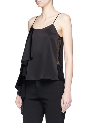 Front View - Click To Enlarge - ALICE & OLIVIA - 'Lelah' drape panel floral lace satin camisole