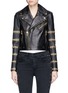 Main View - Click To Enlarge - ALICE & OLIVIA - 'Cody' stripe embellished cropped leather biker jacket