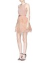 Figure View - Click To Enlarge - ALICE & OLIVIA - 'Philomena' feather skirt lace panel crepe dress