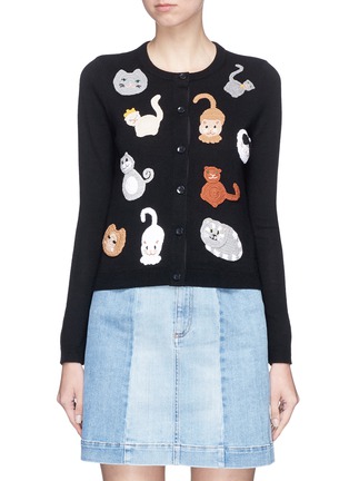 Main View - Click To Enlarge - ALICE & OLIVIA - 'Ruthy' cat crochet patch wool cardigan