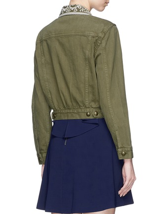 Back View - Click To Enlarge - ALICE & OLIVIA - 'Chloe' military pin cropped denim jacket