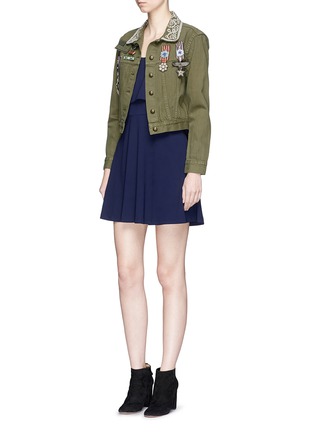 Figure View - Click To Enlarge - ALICE & OLIVIA - 'Chloe' military pin cropped denim jacket