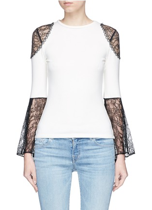 Main View - Click To Enlarge - ALICE & OLIVIA - 'Alberta' lace trumpet sleeve knit top