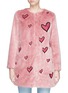 Main View - Click To Enlarge - ALICE & OLIVIA - 'Madge' heart patch faux fur long coat