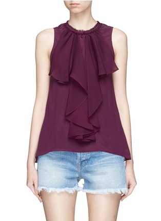 Main View - Click To Enlarge - ALICE & OLIVIA - 'Elisa' ruffle silk crépon sleeveless blouse