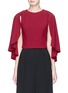 Main View - Click To Enlarge - ALICE & OLIVIA - 'Babette' cape back overlay cropped crepe top