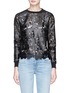 Main View - Click To Enlarge - ALICE & OLIVIA - 'Jesse' faux leather floral patch lace panelled sweatshirt